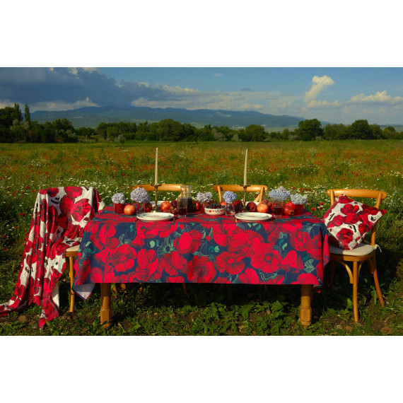 სუფრა - ყაყაჩო - შავი, ზომა: 140 x 140 სმ, აირჩიეთ მასალა: პოლიესტერი, 3 image