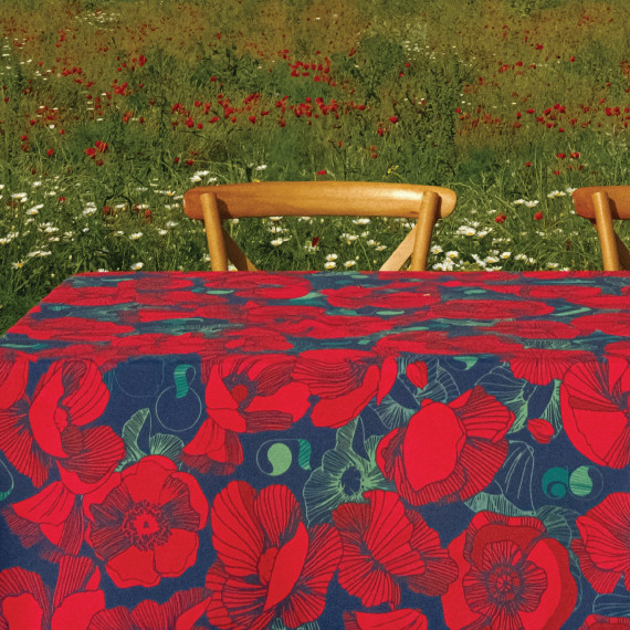 სუფრა - ყაყაჩო - შავი, ზომა: 140 x 140 სმ, აირჩიეთ მასალა: პოლიესტერი, 2 image