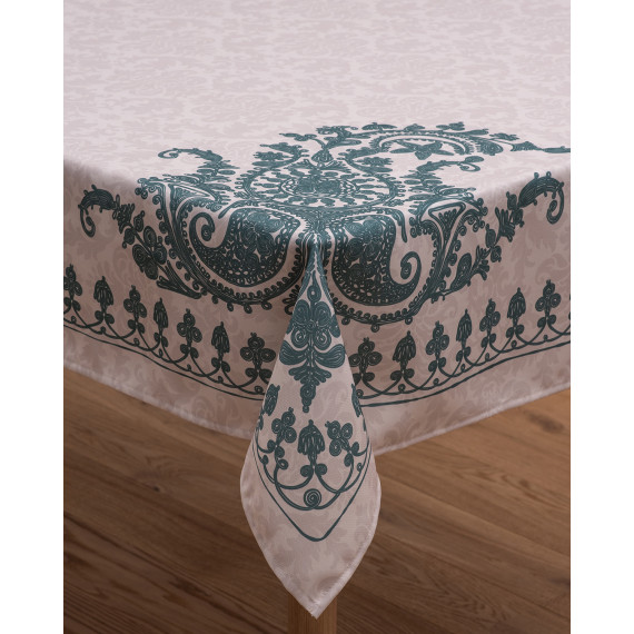 Tablecloth - Bagrationi - Beige/Turquoise - Polyester, აირჩიეთ მასალა: პოლიესტერი, ზომა: 210x140, 2 image