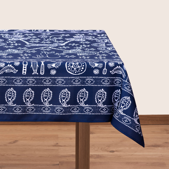 სუფრა - მეიდანი - ლურჯი, ზომა: 210 x 140 სმ, აირჩიეთ მასალა: პოლიესტერი