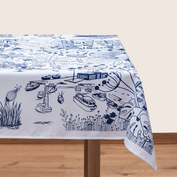 სუფრა - ბათუმი - თეთრი - პოლიესტერი, ზომა: 210 x 140 სმ, აირჩიეთ მასალა: პოლიესტერი