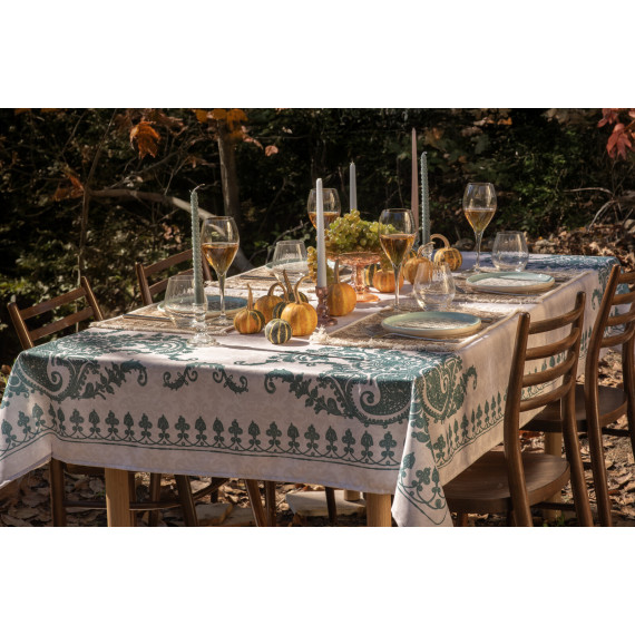 Tablecloth - Bagrationi - Beige/Turquoise - Polyester, აირჩიე ზომა: 210x140, აირჩიე მასალა: პოლიესტერი, 7 image