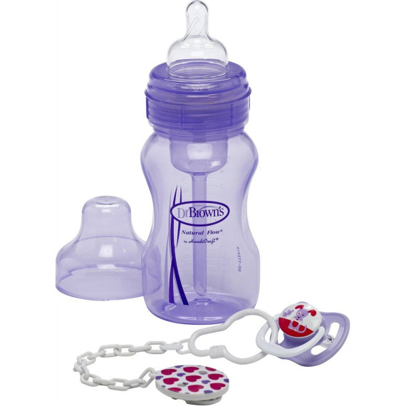 სასაჩუქრე ნაკრები იასამნისფერი (განიერყელიანი ბოთლი + პრევენტ მატყუარა + მატყუარას სამაგრი) - Dr.brown's, 3 image სასაჩუქრე ნაკრები იასამნისფერი (განიერყელიანი ბოთლი + პრევენტ მატყუარა + მატყუარას სამაგრი) - Dr.brown's, 3 image