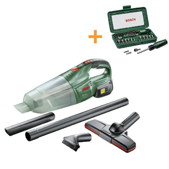 მტვერსასრუტები Bosch PAS 18 LI + სახრახნისის კომპლექტი