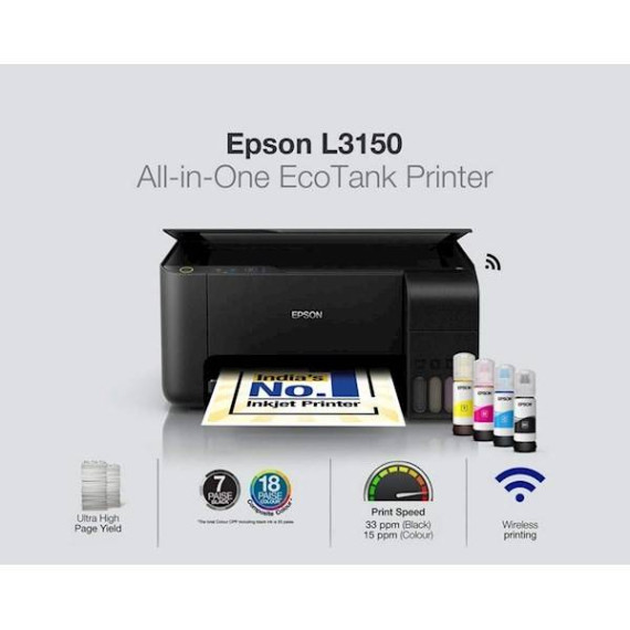 პრინტერი - Epson EcoTank L3150 Wi-Fi All-in-One Print Scan Copy Print resolution 5760 x 1440 Ink Tank Printer (Black), 5 image