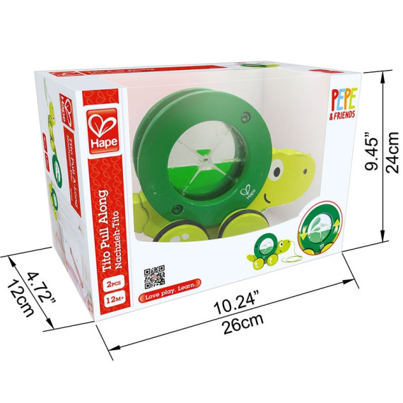 ხელით სატარებელი ხის სათამაშო კუ Tito – Hape, 4 image