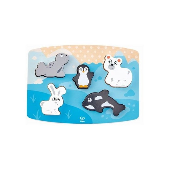 ხის სათამაშო პაზლი პოლარული ცხოველები პატარებისთვის  – Hape
