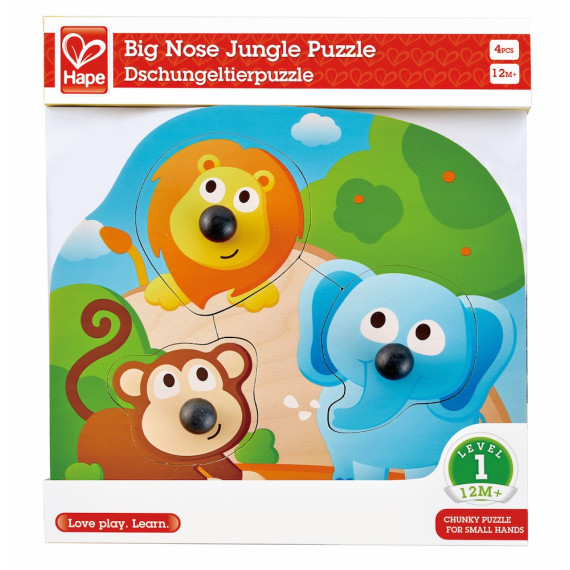 ხის სათამაშო პაზლი პატარებისთვის Big Nose Jungle Puzzle – Hape