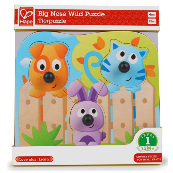 ხის სათამაშო პაზლი პატარებისთვის Big Nose Wild Puzzle – Hape