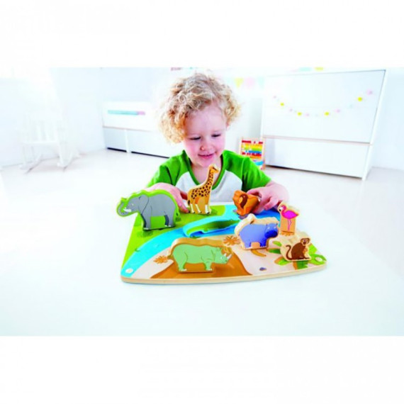 ხის სათამაშო გარეული ცხოველების პაზლი და ფიგურები – Hape, 3 image