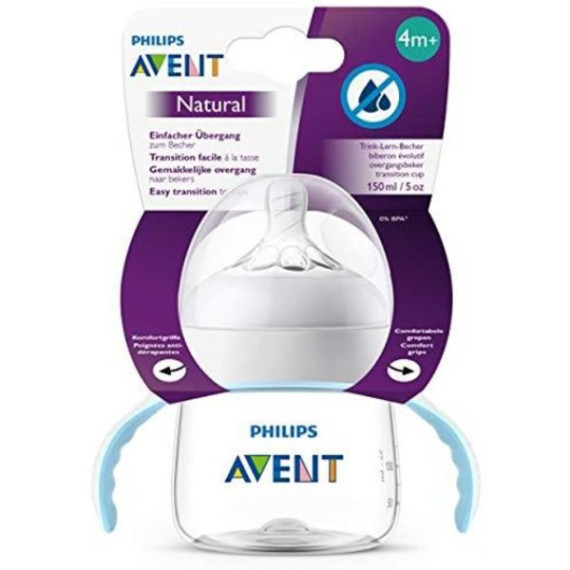 Natural სერიის სახელურებიანი ჭიქა, "Avent" 4 + თვე