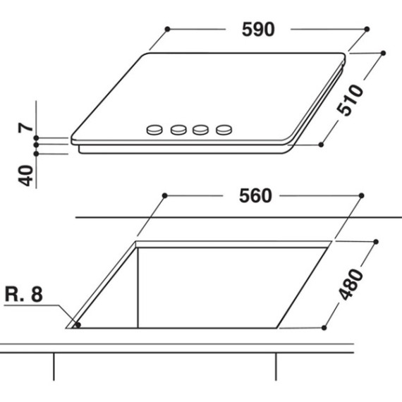 Whirlpool ჩასაშენებელი ზედა პანელი GMA 6422/IX (ვირპული), 3 image
