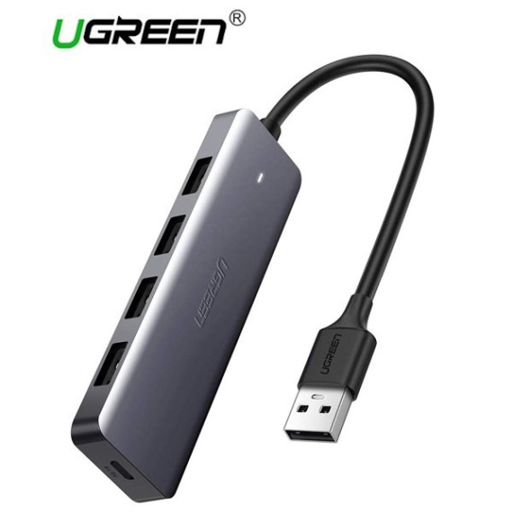 USB ჰაბი - UGREEN CM219 (50985) UGREEN USB 3.0 4 Ports USB Hub Gray