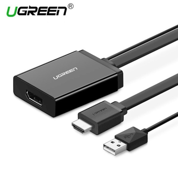 HDMI გადამყვანი - UGREEN MM107 (40238) HDMI to DP Converter 0.5m (Black) + USB for power