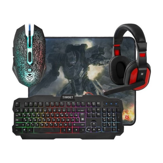 კომპლექტი (მაუსი+მაუსის.დას.+კლავ.) Target MKP-350 Gaming combo, Mouse, mouse pad, Keyboard (52350) DEFENDER