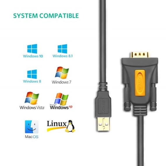 ადაპტერი - UGREEN CR104 (20222) USB to DB9 RS232 Adapter Cable 2m, 4 image