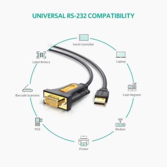 ადაპტერი - UGREEN CR104 (20222) USB to DB9 RS232 Adapter Cable 2m, 3 image
