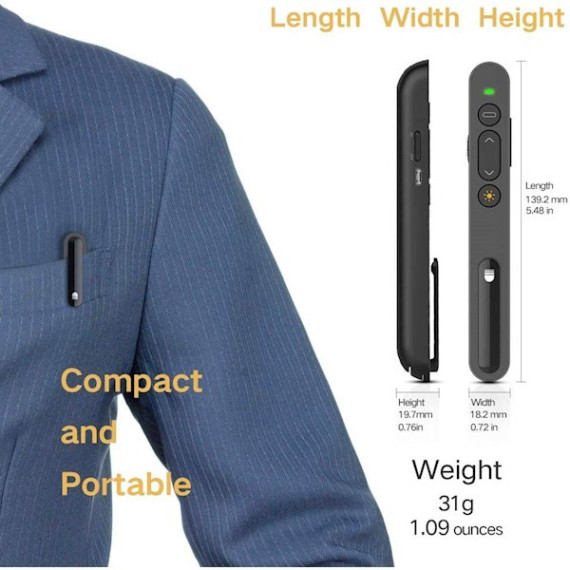 პრეზენტერი - Doosl DSIT0011 Wireless Presenter 2.4GHz Powerpoint Presentation Remote Control, 5 image