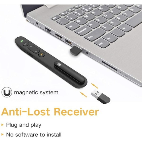 პრეზენტერი - Doosl DSIT0011 Wireless Presenter 2.4GHz Powerpoint Presentation Remote Control, 4 image