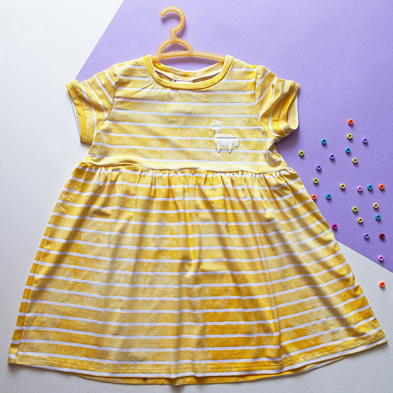 კაბა ''პონი'' ყვითელი ზოლიანი, ასაკი: 5-6 წელი