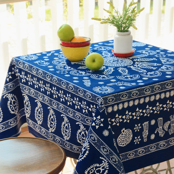 სუფრა - მეიდანი - ლურჯი, აირჩიეთ მასალა: პოლიესტერი, ზომა: 140x140