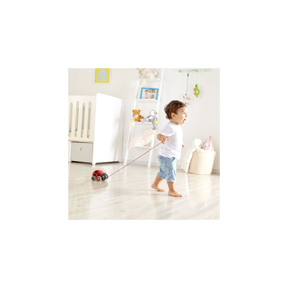 Hape ხის სათამაშო ჭიამაია Pull along Lady bug (ჰაპე)