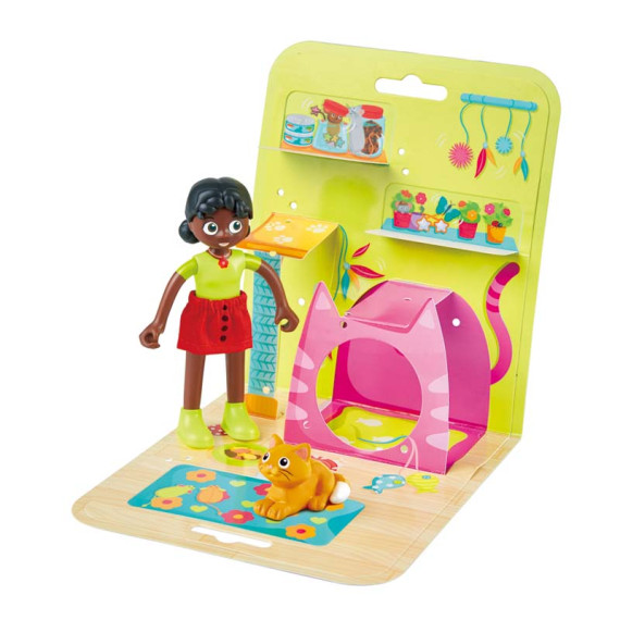 Hape ხის სათამაშო Doll Set Shipment in a PDQ, totally 16 items (ჰაპე)