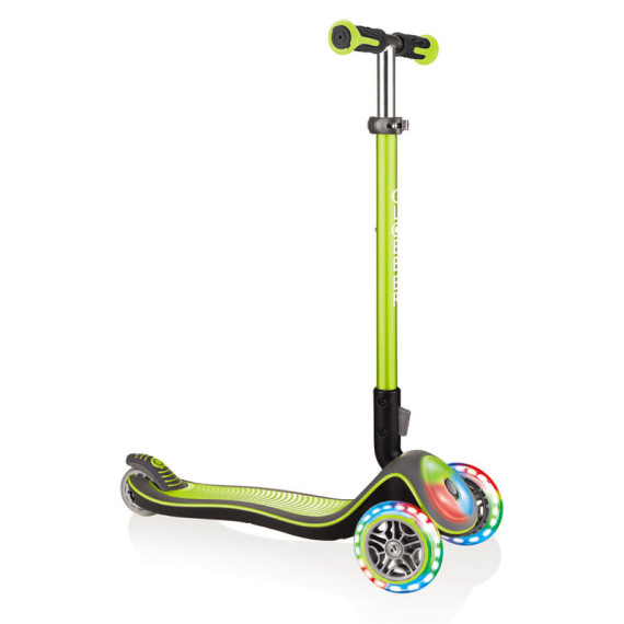 Globber სკუტერი ELITE DELUXE FLASH LIGHTS  (Lime green) (გლობერი)