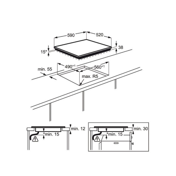 AEG ჩასაშენებელი ზედა პანელი HK65407RFB (ეი ი ჯი), 2 image