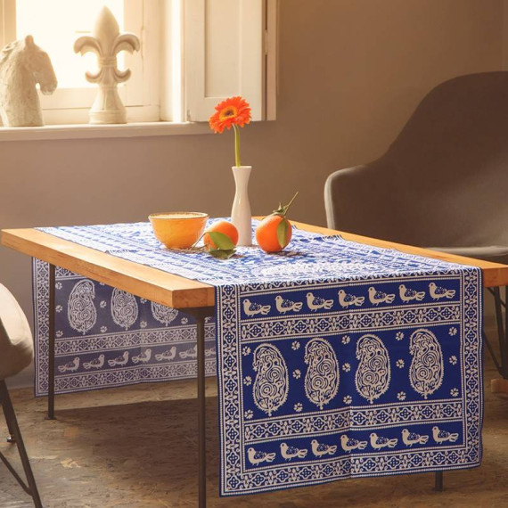 რანერი -  ტაბლა - ლურჯი, ზომა: 150 x 50 სმ, აირჩიეთ მასალა: პოლიესტერი, 3 image