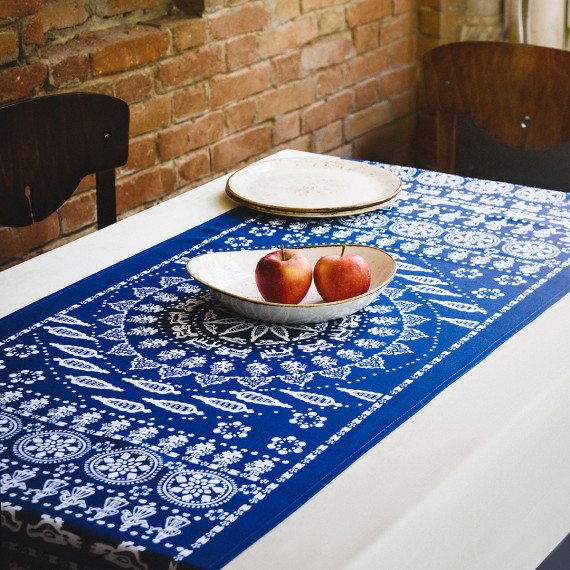 რანერი -  ახვლედიანი - ლურჯი, ზომა: 150 x 50 სმ, აირჩიეთ მასალა: პოლიესტერი, 2 image