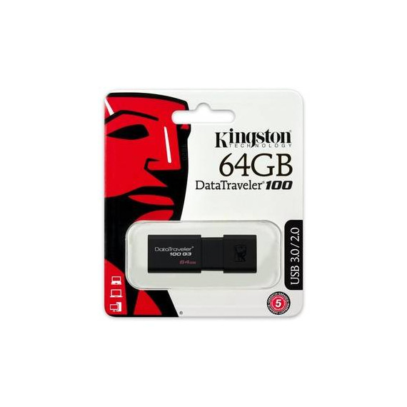 USB ბარათი - Kingston DataTraveler 100 G3 64GB, 3 image