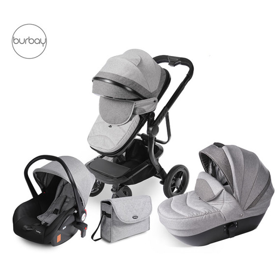 Burbay ბავშვის ეტლის კომპლექტი ნაცრისფერი