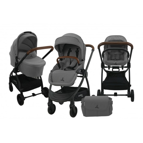 Asalvo ბავშვის ეტლის კომპლექტი trio manilva მუქი ნაცრისფერი, 2 image