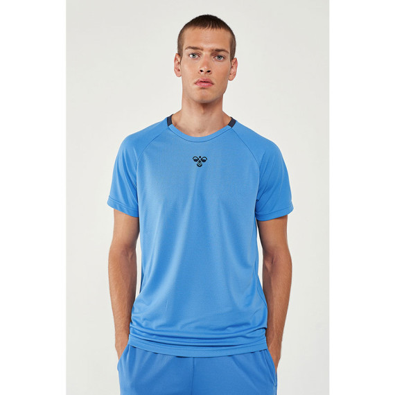 HMLBENU კაცის მოკლემკლავიანი მაისური Hummel (ჰუმელი), ფერი: ლურჯი, ზომა: XL