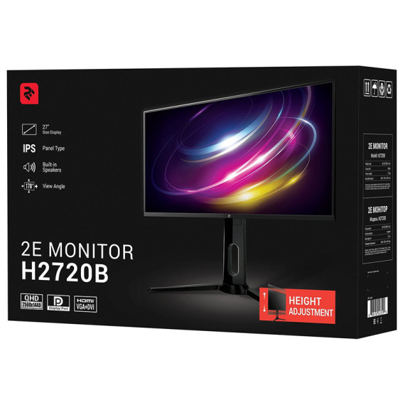 2E მონიტორი LCD 27" H2720B D-Sub, DVI, HDMI, DP, Audio, IPS, 2560x1440, FreeSync, HAS, 7 image 2E მონიტორი LCD 27" H2720B D-Sub, DVI, HDMI, DP, Audio, IPS, 2560x1440, FreeSync, HAS, 7 image