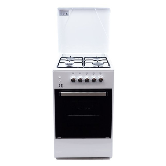 OZ გაზის ქურა OSmall50X50W4G Coocker, 4Gas, Oven-Gas, 50x50x85, Ignition, White, Top metal