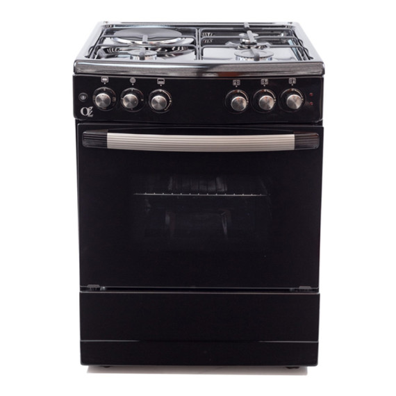 OZ გაზის ქურა OCourved60X60B3/1 Coocker, 3+1, 2Plates, 60x60x85, Black