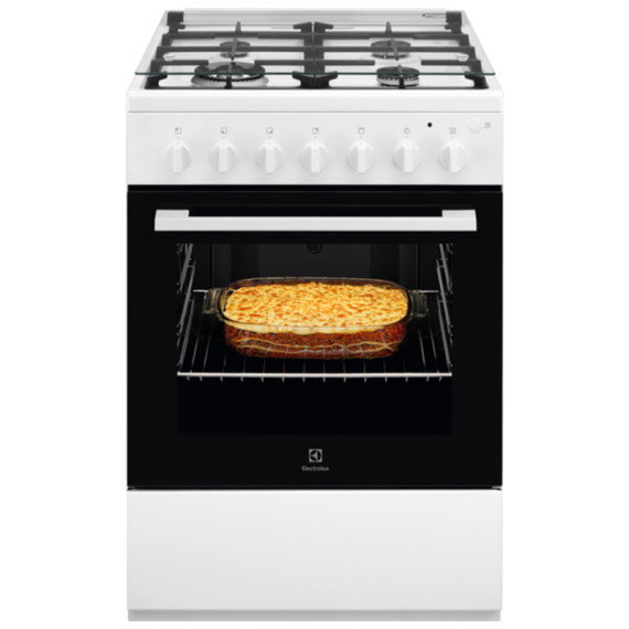 Electrolux გაზქურა RKG600005W Top 4 Gas, Oven Gas, White, Gas Control