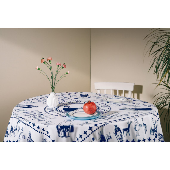 სუფრა - ფიროსმანი - თეთრი - პოლიესტერი, ზომა: 140 x 140 სმ, აირჩიეთ მასალა: პოლიესტერი, 2 image