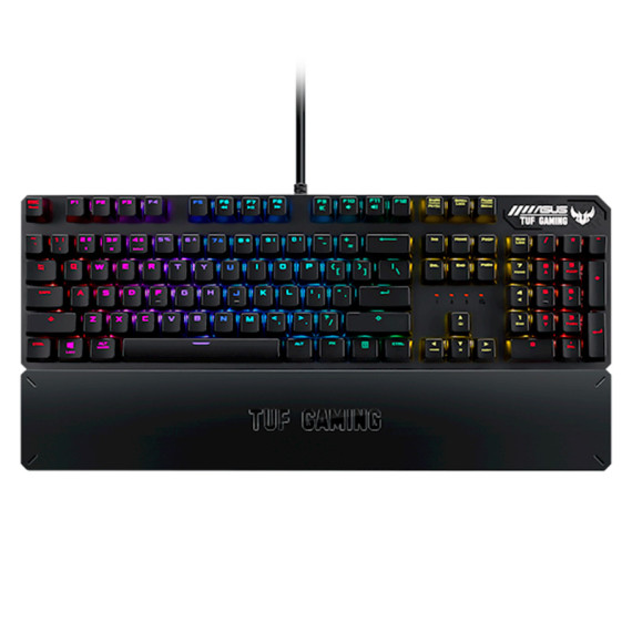 Asus კლავიატურა TUF Gaming K3 Kailh Red USB RU RGB, Black 90MP01Q0-BKRA00